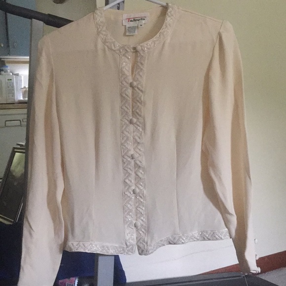 Talbots Tops - NWT Talbots Cream Colored Bling Beaded Blouse 6